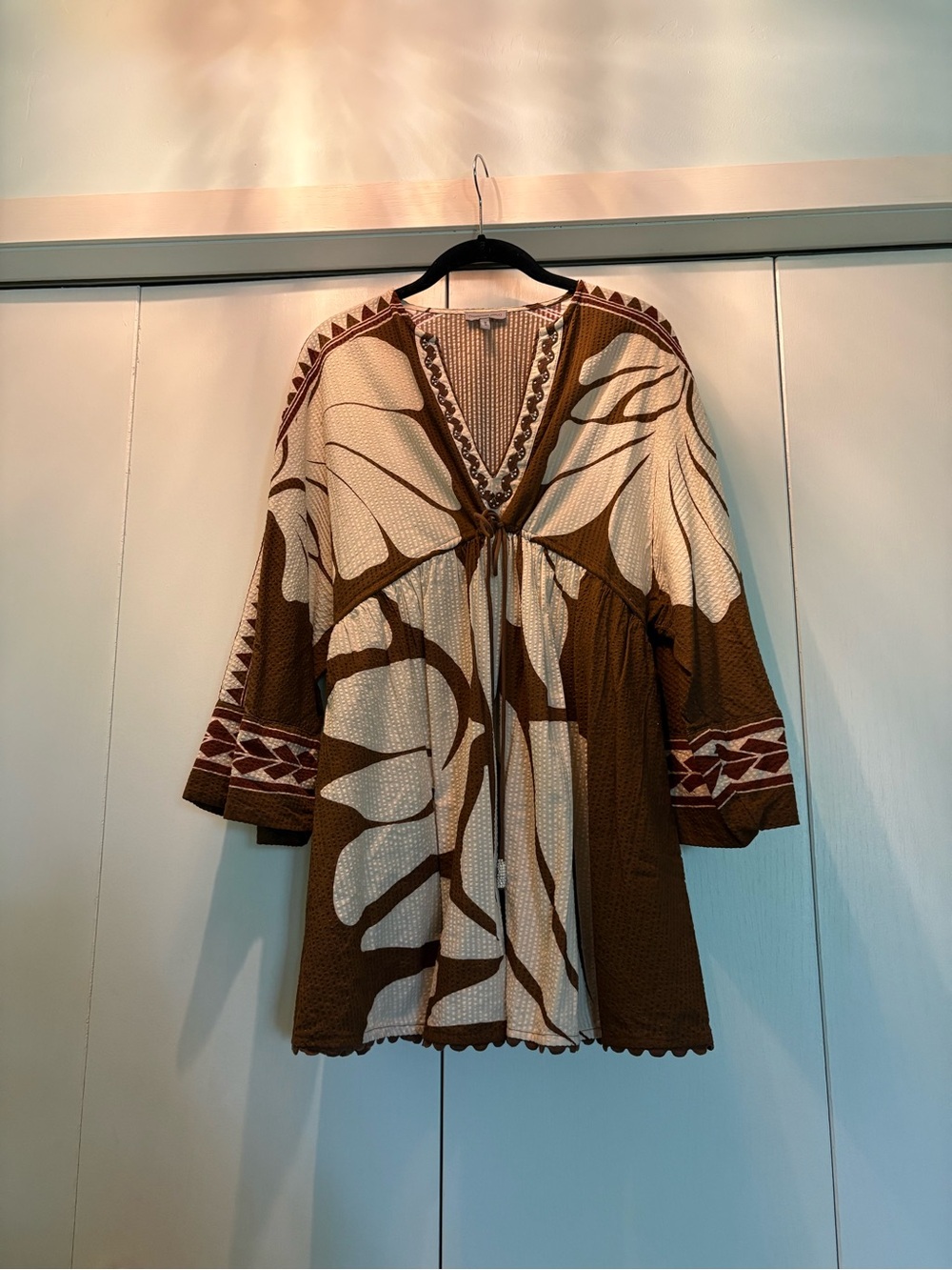 Bohemian Brown & Cream Floral Tunic